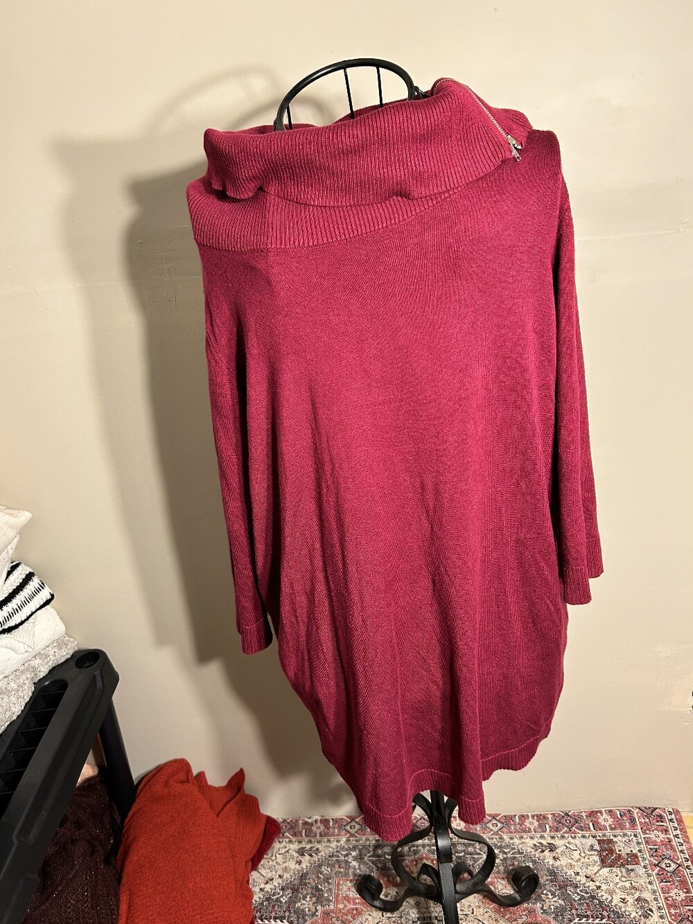 size 2x womens light knit sweater 2 x xxl red maroon shirt cowl neck